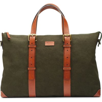 Bosca Arno Slim Recycled Nylon & Leather Tote in Olive Drab 