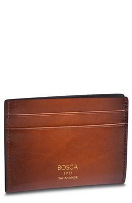 Bosca Hard Burn Leather Card Case in Tan