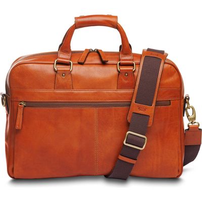 Bosca Italia Stringer Leather Briefcase in Amber 