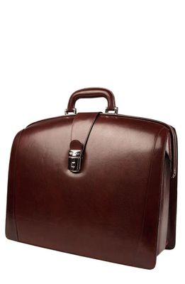 Bosca Triple Compartment Leather Briefcase in Brown