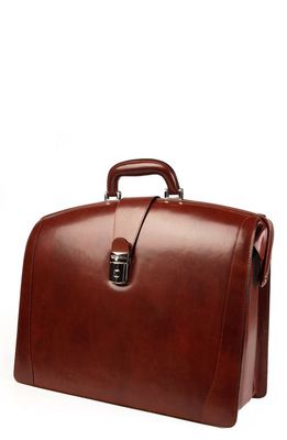 Bosca Triple Compartment Leather Briefcase in Cognac