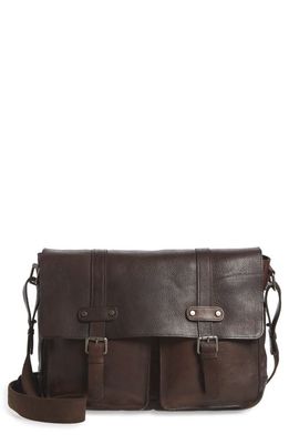 Bosca Vintage Flap Messenger Bag in Dark Brown