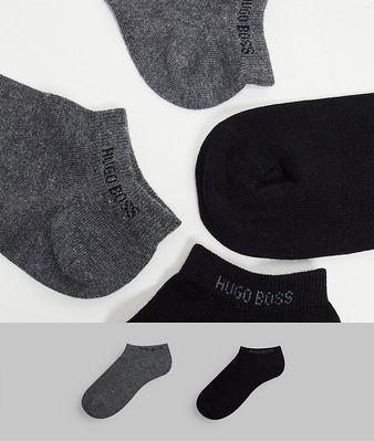 BOSS 2 pack ankle socks in gray/ black-Multi