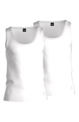 BOSS 2-Pack Modern Stretch Cotton Tanks in White