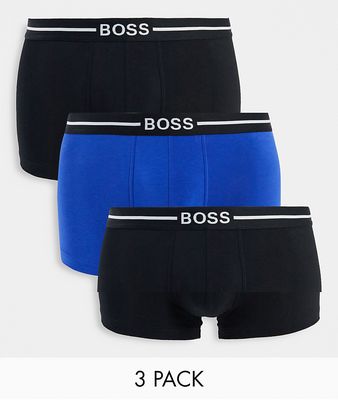 BOSS 3 pack cotton trunks in black and blue - MULTI