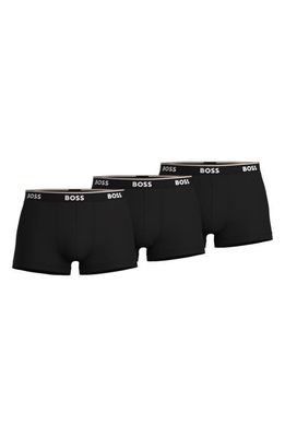 BOSS 3-Pack Power Stretch Cotton Trunks in Black