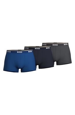 BOSS 3-Pack Power Stretch Cotton Trunks in Open Blue