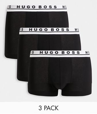 BOSS 3 pack trunks with repeated contrast logo waistband in black