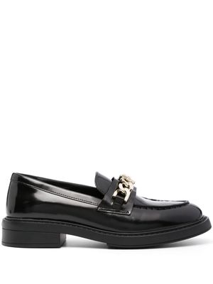 BOSS 40mm chain-link leather loafers - Black