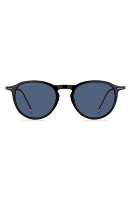 BOSS 50mm Round Sunglasses in Black /Blue