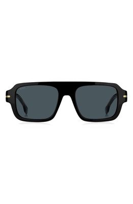 BOSS 53mm Flat Top Sunglasses in Black/Blue Antireflex