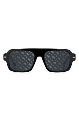 BOSS 53mm Flat Top Sunglasses in Black/Silver Grey Dec