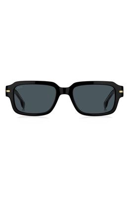 BOSS 53mm Rectangular Sunglasses in Black/Blue Antireflex
