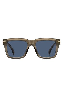 BOSS 53mm Rectangular Sunglasses in Brown /Blue
