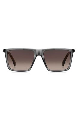 BOSS 56mm Flat Top Sunglasses in Grey Havana Ruth/Brown