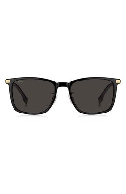 BOSS 57mm Rectangular Sunglasses in Black Gold /Grey