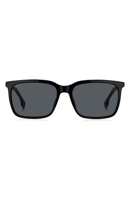 BOSS 57mm Rectangular Sunglasses in Black Grey/Gray
