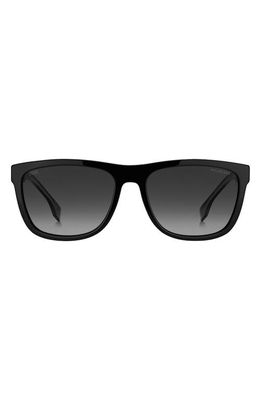 BOSS 58mm Polarized Rectangular Sunglasses in Black /Gray Polarized