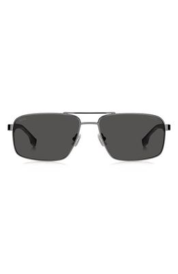 BOSS 59mm Aviator Sunglasses in Dark Ruth Black/Gray Polar