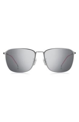 BOSS 59mm Polarized Aviator Sunglasses in Matte Ruth /Silver Multilay