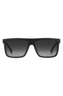 BOSS 59mm Polarized Rectangular Sunglasses in Matte Black /Gray Polar