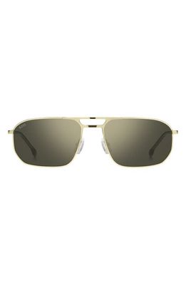 BOSS 59mm Rectangular Sunglasses in Gold /Gold Anti Reflect