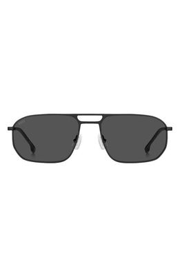 BOSS 59mm Rectangular Sunglasses in Matte Black /Gray