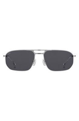 BOSS 59mm Rectangular Sunglasses in Matte Ruthenium /Silver Anti