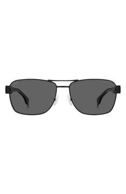 BOSS 60mm Polarized Rectangular Sunglasses in Black /Gray Polarized