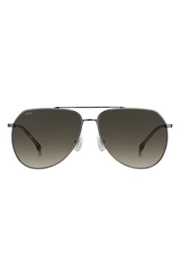 BOSS 61mm Aviator Sunglasses in Dark Ruthenium /Brown Shaded