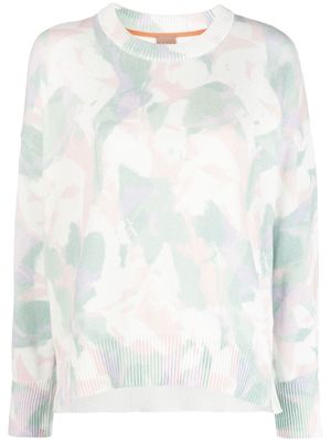 BOSS abstract-print high-low jumper - White
