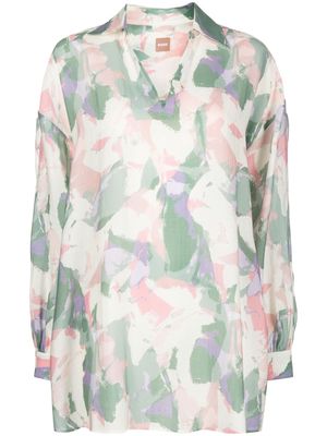 BOSS abstract-print shirt - Green