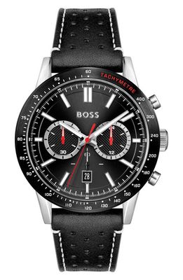 BOSS Allure Chronograph Leather Strap Watch