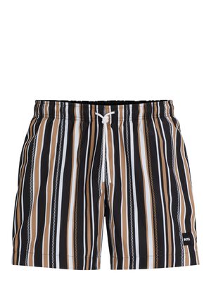 BOSS appliqué-logo striped swim shorts - Multicolour