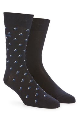 BOSS Assorted 2-Pack Geo Pattern Dress Socks in Dark Blue