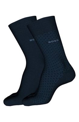 BOSS Assorted 2-Pack Minipattern Dress Socks in Dark Blue