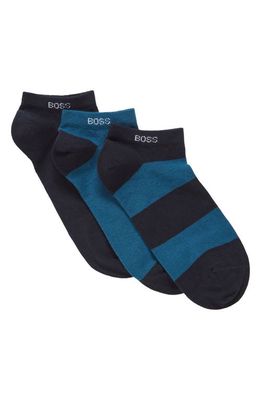 BOSS Assorted 3-Pack Ankle Socks in Dark Blue