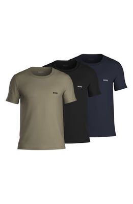 BOSS Assorted 3-Pack Classic Cotton Crewneck T-Shirts in Black Multi