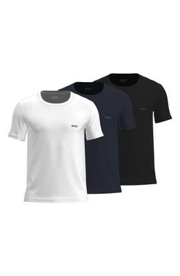 BOSS Assorted 3-Pack Classic Cotton Crewneck T-Shirts in White Multi