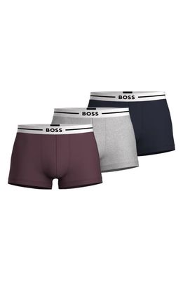 BOSS Assorted 3-Pack Cotton Stretch Jersey Boxer Briefs in Grey Multi
