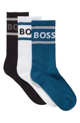 BOSS Assorted 3-Pack Crew Socks in Light/Pastel Blue
