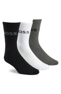 BOSS Assorted 3-Pack Logo Socks in Grey/White/Black