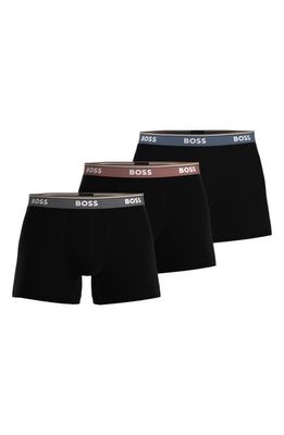 BOSS Assorted 3-Pack Power Cotton Stretch Jersey Boxer Briefs in Black Multi