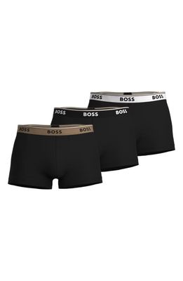 BOSS Assorted 3-Pack Power Cotton Stretch Jersey Trunks in Black