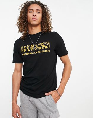 Boss Athleisure tee 1 t-shirt with large logo in black