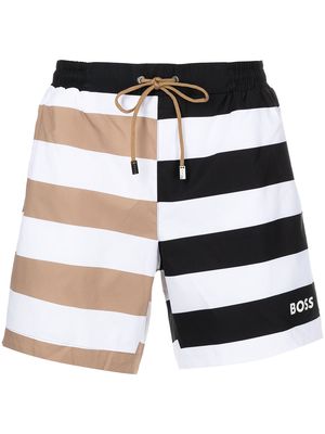BOSS Atoll striped swim shorts - White
