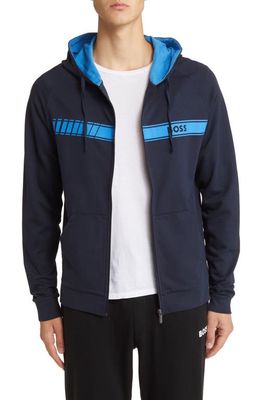 BOSS Authentic Cotton Hooded Jacket in Dark Blue