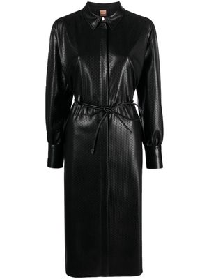 BOSS belted faux-leather midi dress - Black