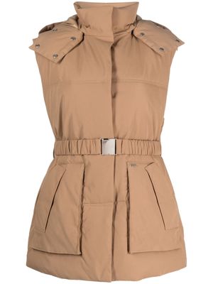 BOSS belted hooded gilet - Brown