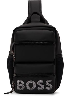 BOSS Black Faux-Leather Backpack